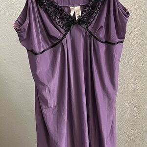 Ambrielle Purple Chemise with Black Lace Trim